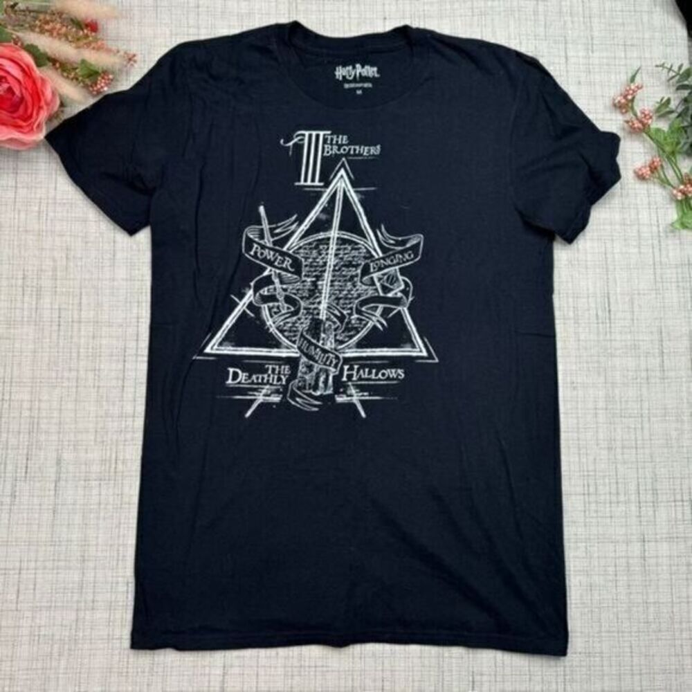 5/$25 Harry Potter Deathly Hallows Three Brothers Unisex Black T-Shirt M Magic